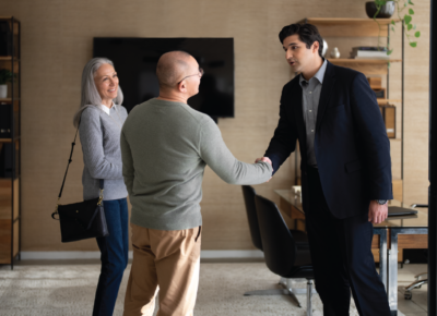 Two men shaking hands.