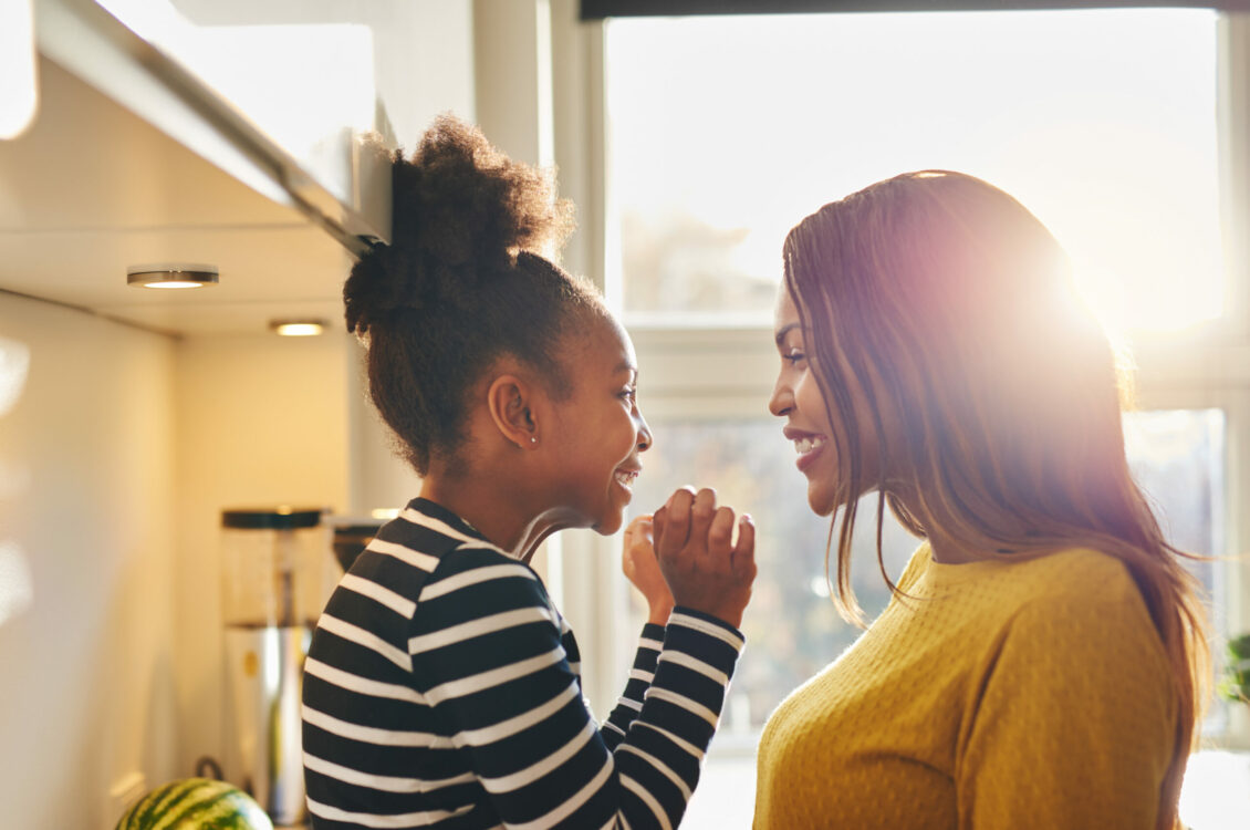 The excitement between the child and the woman.