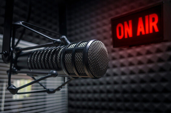 Microphone in radio studio