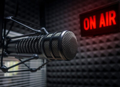 Microphone in radio studio